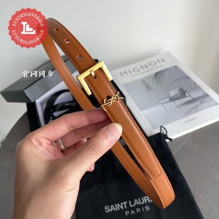 Saint Laurent Thin Brown Belt With Square Buckle 2.0cm