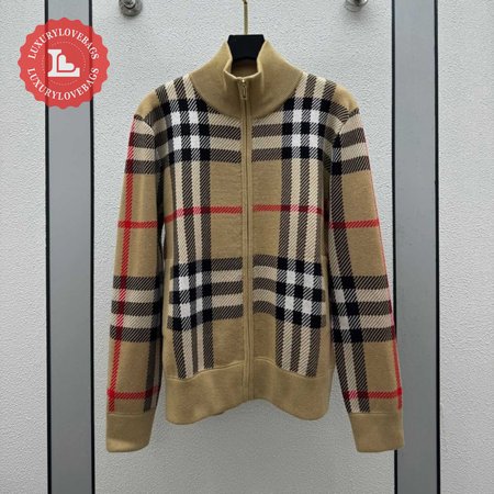 Classic Plaid Turtleneck Cardigan Sweater