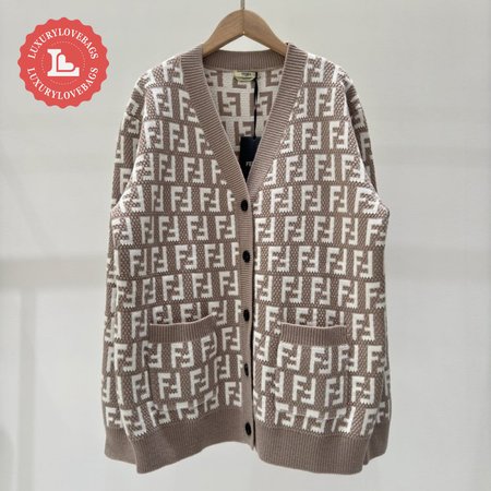 Fendi Knitting Cardigan Sweater Brown