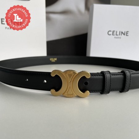 Celine Triomphe Arc De Triomphe Buckle Calfskin Belt 2.5cm