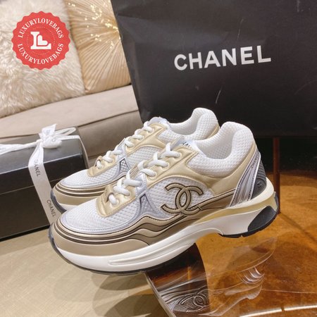 Chanel CC Runner Gold Laminate Sneaker