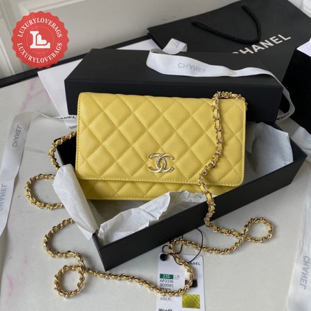 Chanel Classic Wallet On Chain Patent Lambskin & Gold-Tone Metal Yellow