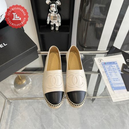 Chanel Lambskin Espadrilles 37 White Black Size 35-40