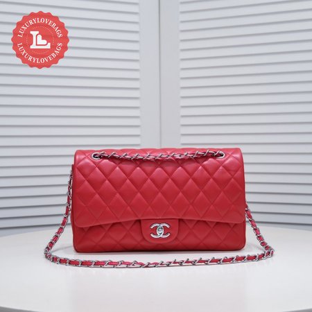 Chanel Classic Double Flap Quilted Jumbo Calfskin Red