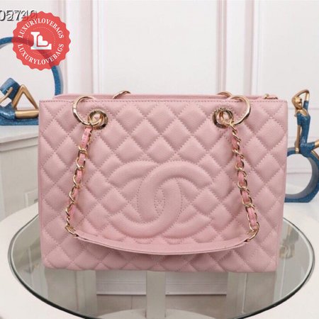 Chanel Pink Quilted Caviar Timeless CC Tote Bag