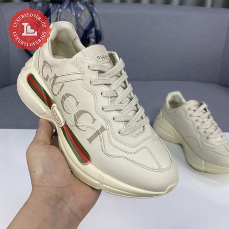 Women's Rhyton Gucci Logo Leather Sneaker