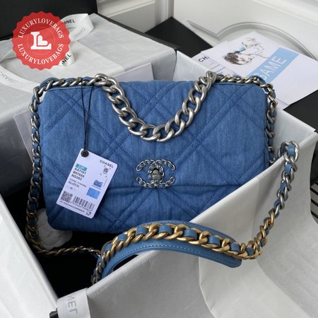 Chanel Denim Quilted Medium Chanel 19 Flap Bag