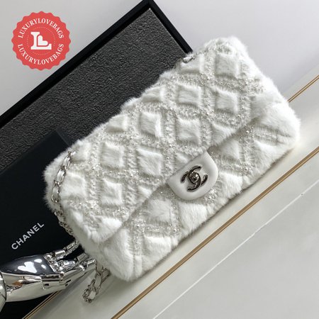 Chanel Shearling-Lined Tweed and Lambskin Muff Bag