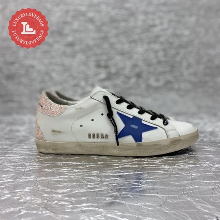 Golden Goose Super-Star White Black Cream Glitter for Women