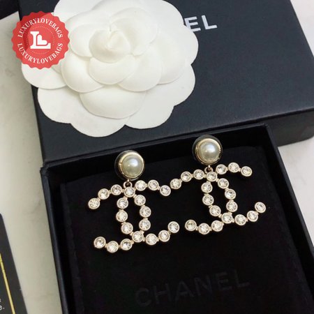 Chanel Metal and Strass Earrings Glass Pearls