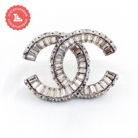 Chanel Strass CC Brooch Silver