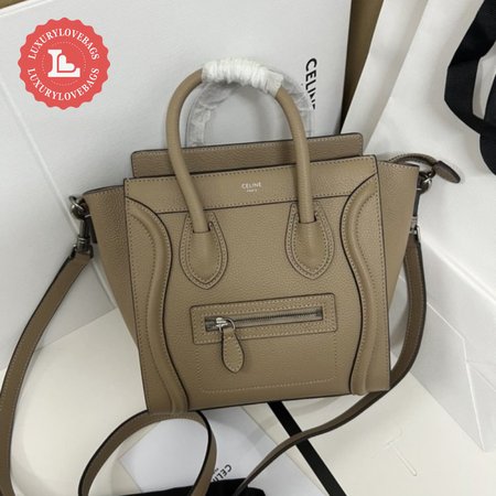 Celine Luggage Micro Drummed Calfskin Dune