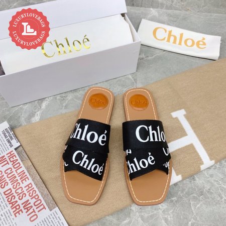 Chloe Woody Black Slide Sandals