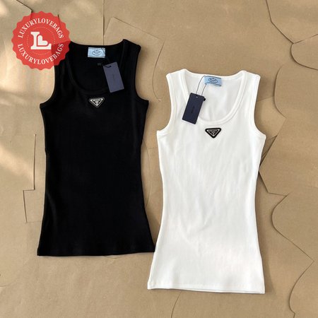 Prada Cotton Tank Top Black White