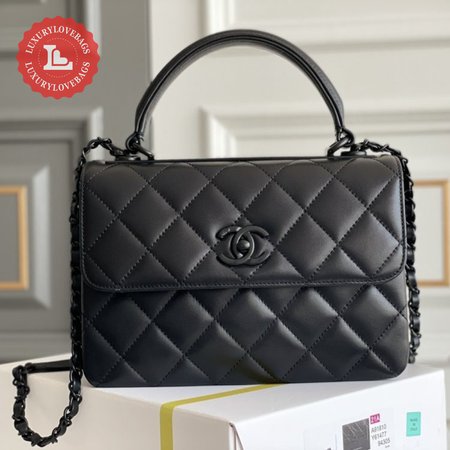 Chanel Flap Bag With Handles Lambskin & Black-Tone Metal