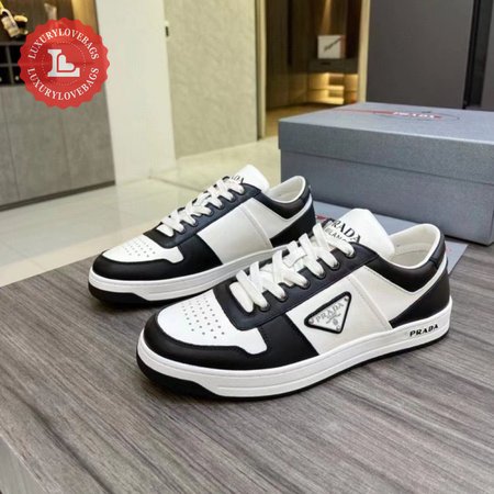 Prada Downtown Low Top Sneakers Leather White Black