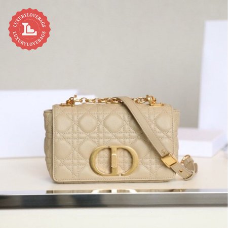 Small Dior Caro Bag Beige Soft Calfskin Cannage