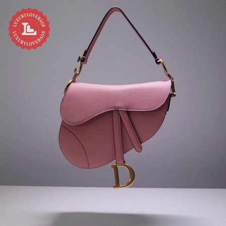 Dior Saddle Bag With Strap Blush Grained Calfskin