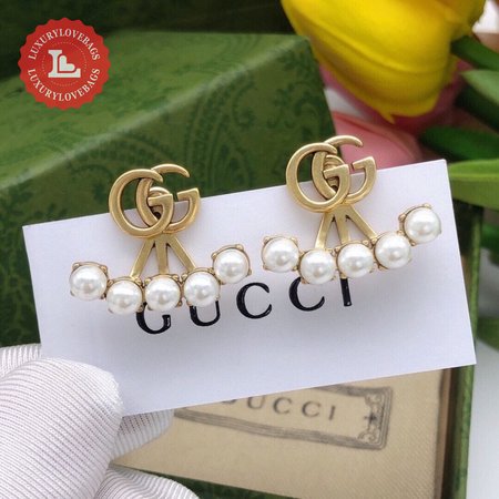 Gucci Earrings With GG Logo And Pearls