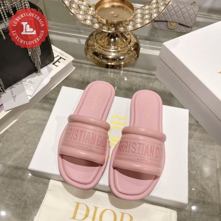 Dior Slide Pink Embossed Lambskin