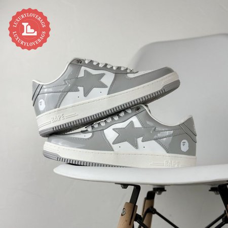 A Bathing Ape Bape Sta Patent Leather White Grey (2023)