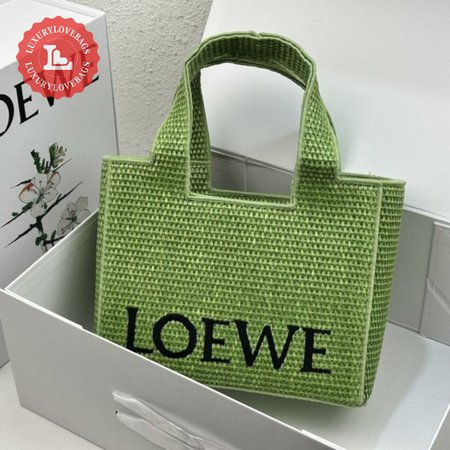 Small LOEWE Font Tote in Raffia