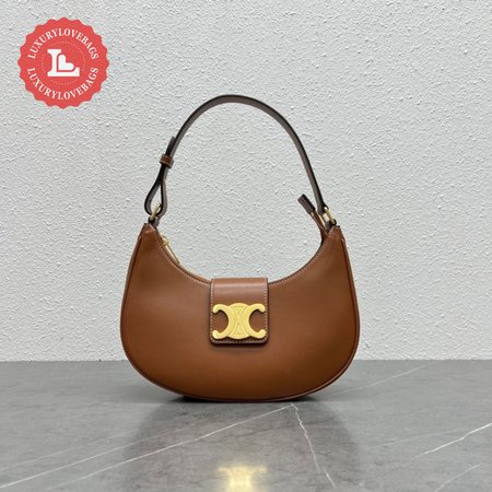 Celine Ava Triomphe Soft Bag In Smooth Calfskin Tan