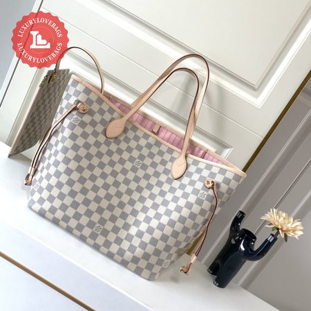 Neverfull Damier Azur GM Rose Ballerina Lining