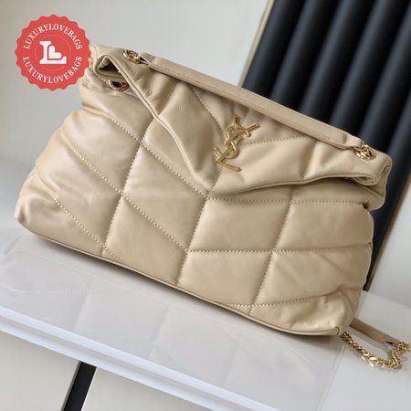 Saint Laurent Beige Loulou Puffer Shoulder Bag