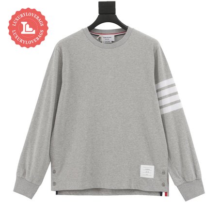 Thom Browne L/S Rugby Tee - Light Grey