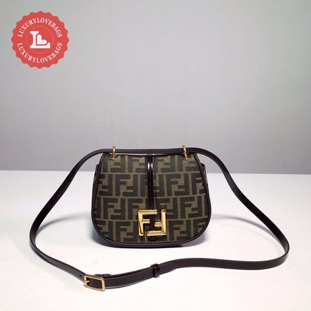 Fendi C Mon Small Brown FF Jacquard Fabric Bag