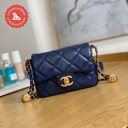 Chanel 22A Mini Flap Bag Navy Blue