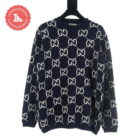 Gucci GG All Over Crewneck Sweater Navy