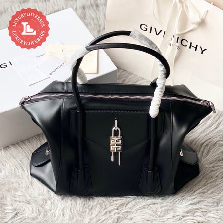 Givenchy Small Antigona Lock Bag In Box Leather Black