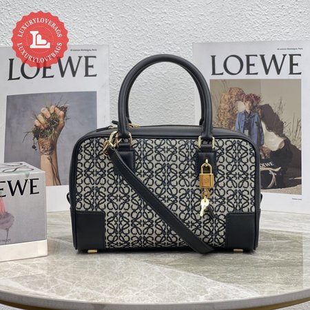 Loewe Amazona 23 In Anagram Jacquard And Calfskin Navy/Black