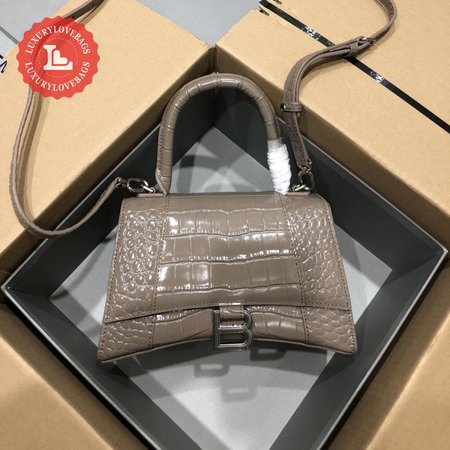 Balenciaga Hourglass Small Handbag Crocodile Embossed