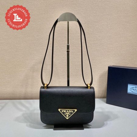 Prada Embleme Saffiano Shoulder Bag Black 1BD320