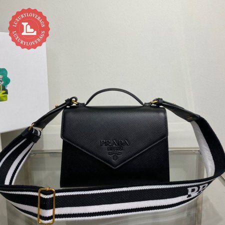 Prada Monochrome Saffiano And Leather Bag Black 1BD317