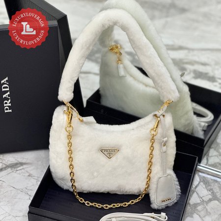 Prada Shearling Mini-Bag White 1BC204