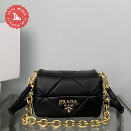 Prada System Nappa Patchwork Shoulder Bag Black 1BD292