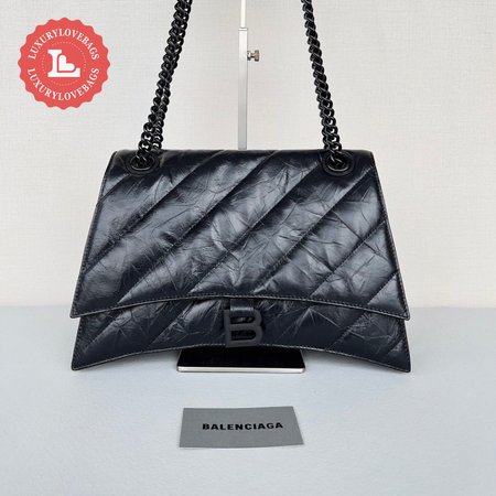 Balenciaga Crush Large Chain Bag Quilted In Black