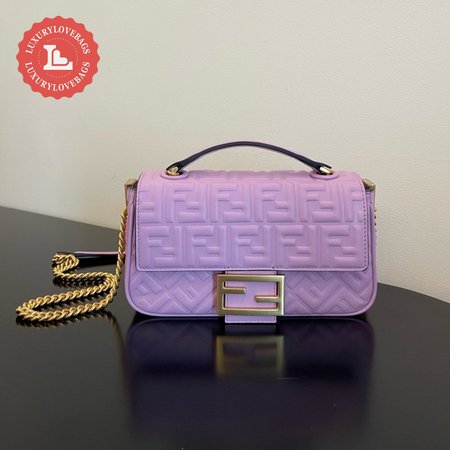 Fendi Baguette Chain Midi Lilac Nappa Leather Bag Purple 8BR793AH9CF1HO5