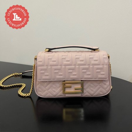 Fendi Baguette Chain Midi Pink Nappa Leather Bag