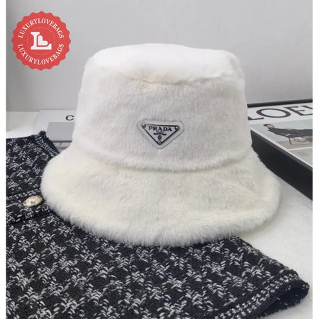 Prada Fluffy Hat White