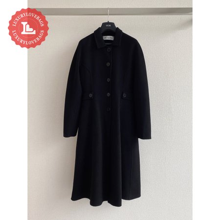 Dior Single-Breasted Long Double-Faced Cashmere Coat Black