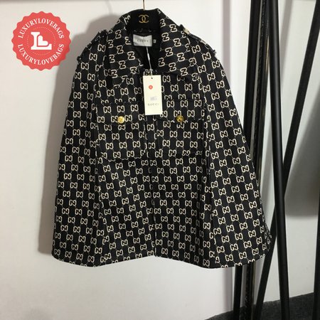 Gucci Double G Letter Print Woolen Cape Coat