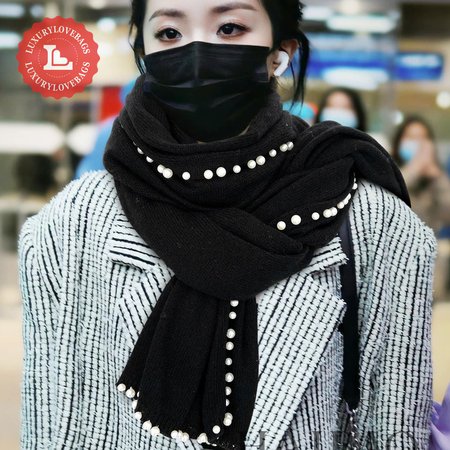 Chanel Pearl Knitted Shawl Scarf