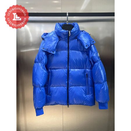 Moncler Autumn And Winter Hooded Down Jacket Blue