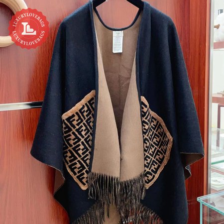 Fendi cloak Cashmere and Wool-blend Poncho Shawl