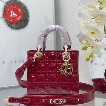 Dior Patent Cannage Lady Dior Red